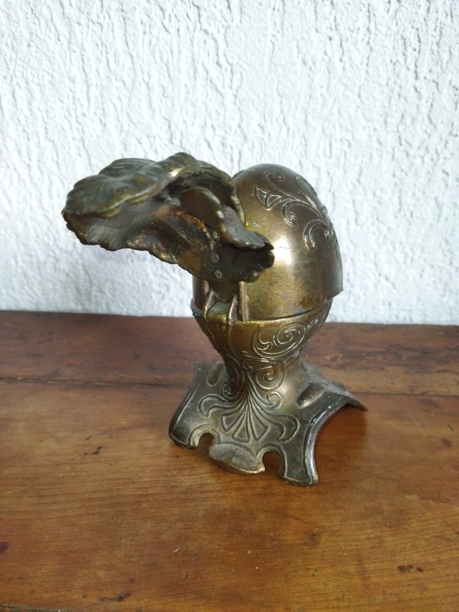 Inkwell: Bronze, Helmeted Knight's Head-photo-4