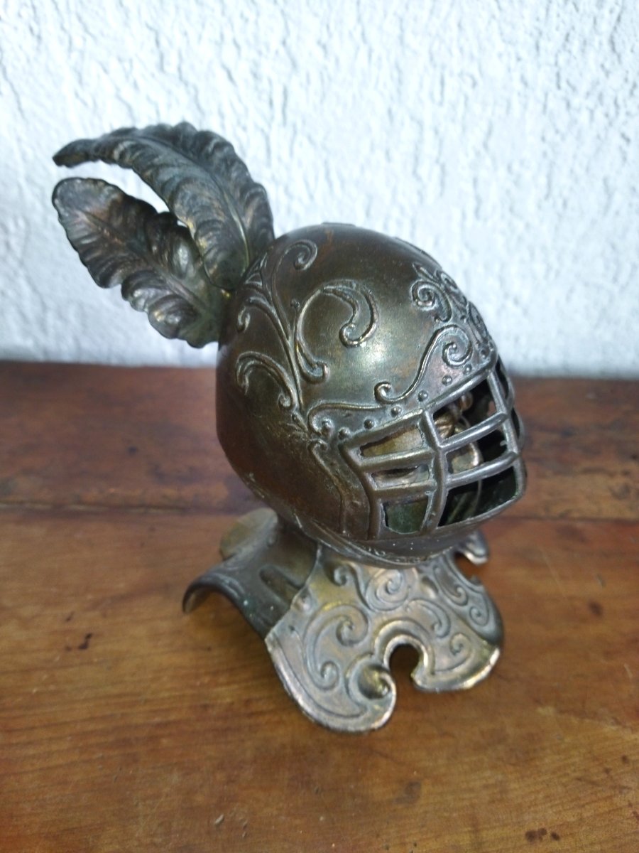 Inkwell: Bronze, Helmeted Knight's Head-photo-1