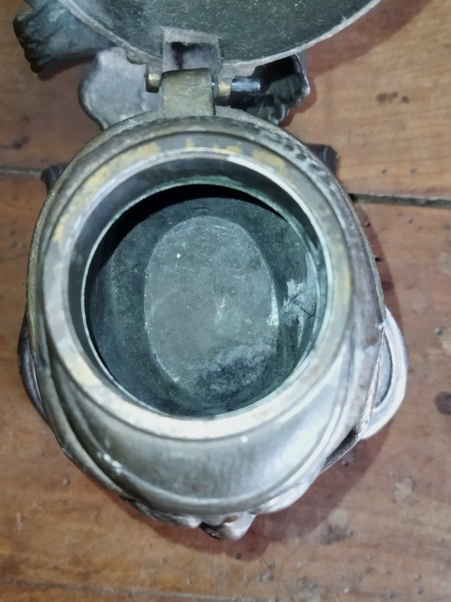 Inkwell: Bronze, Helmeted Knight's Head-photo-3