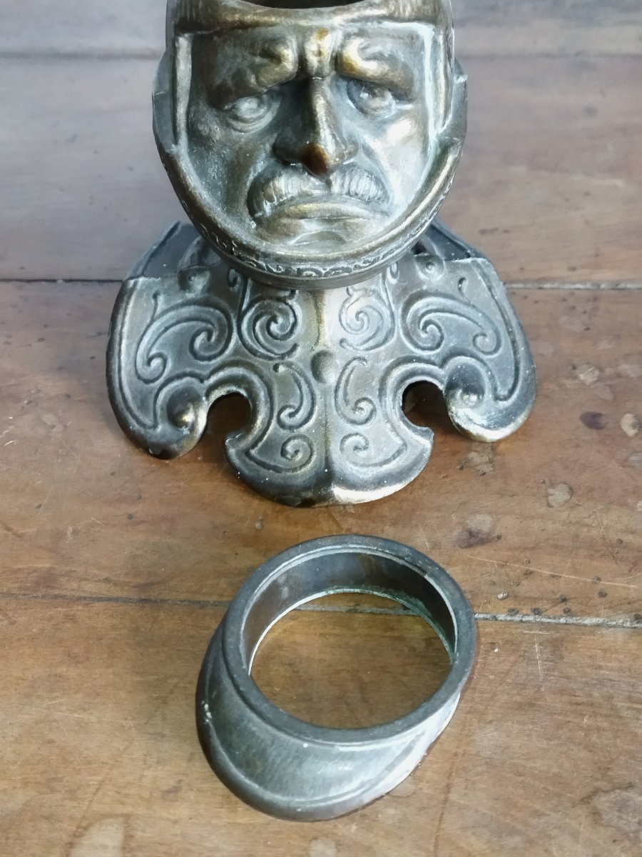 Inkwell: Bronze, Helmeted Knight's Head-photo-4