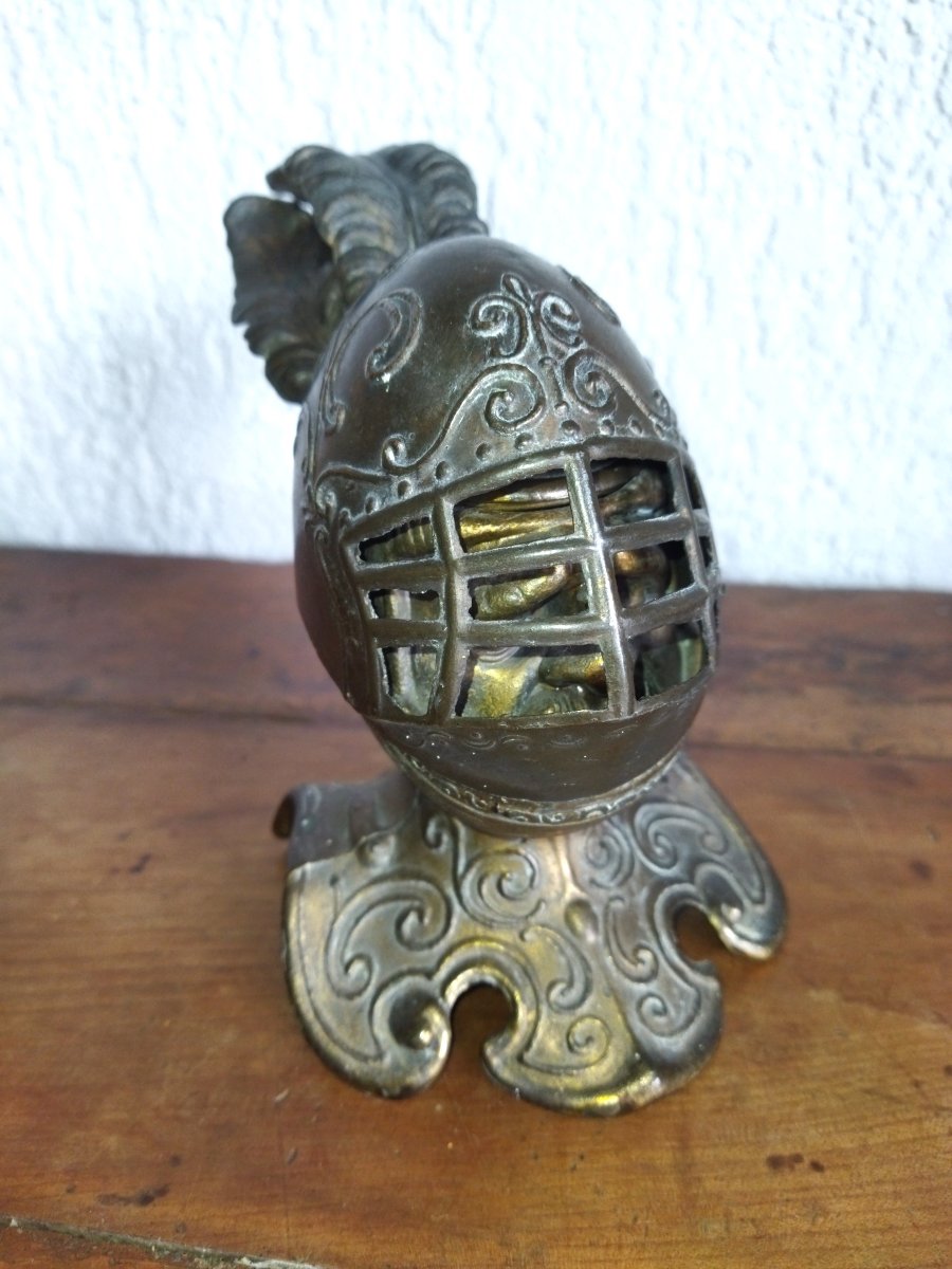Inkwell: Bronze, Helmeted Knight's Head