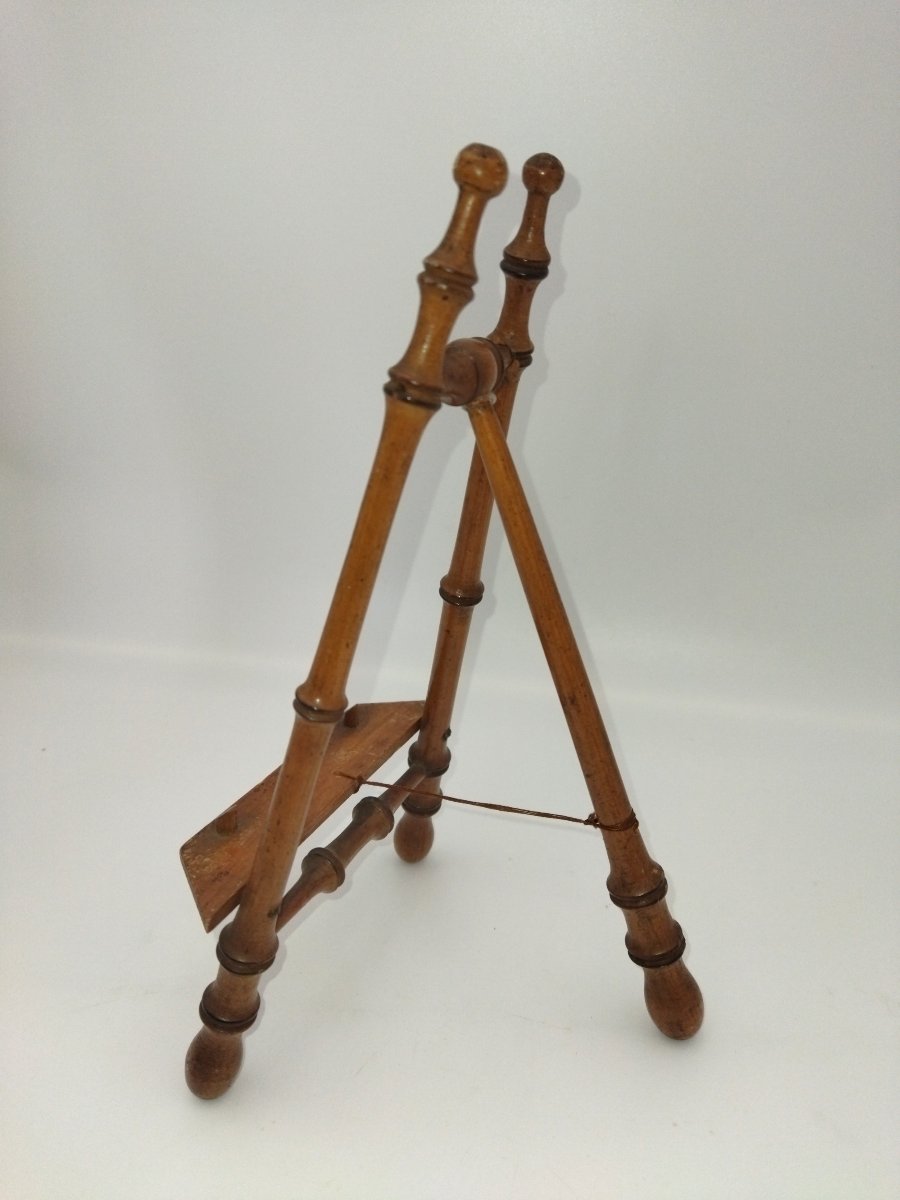 CHEVALET de Présentation Ancien En Bois façon Bambou XIX-photo-2