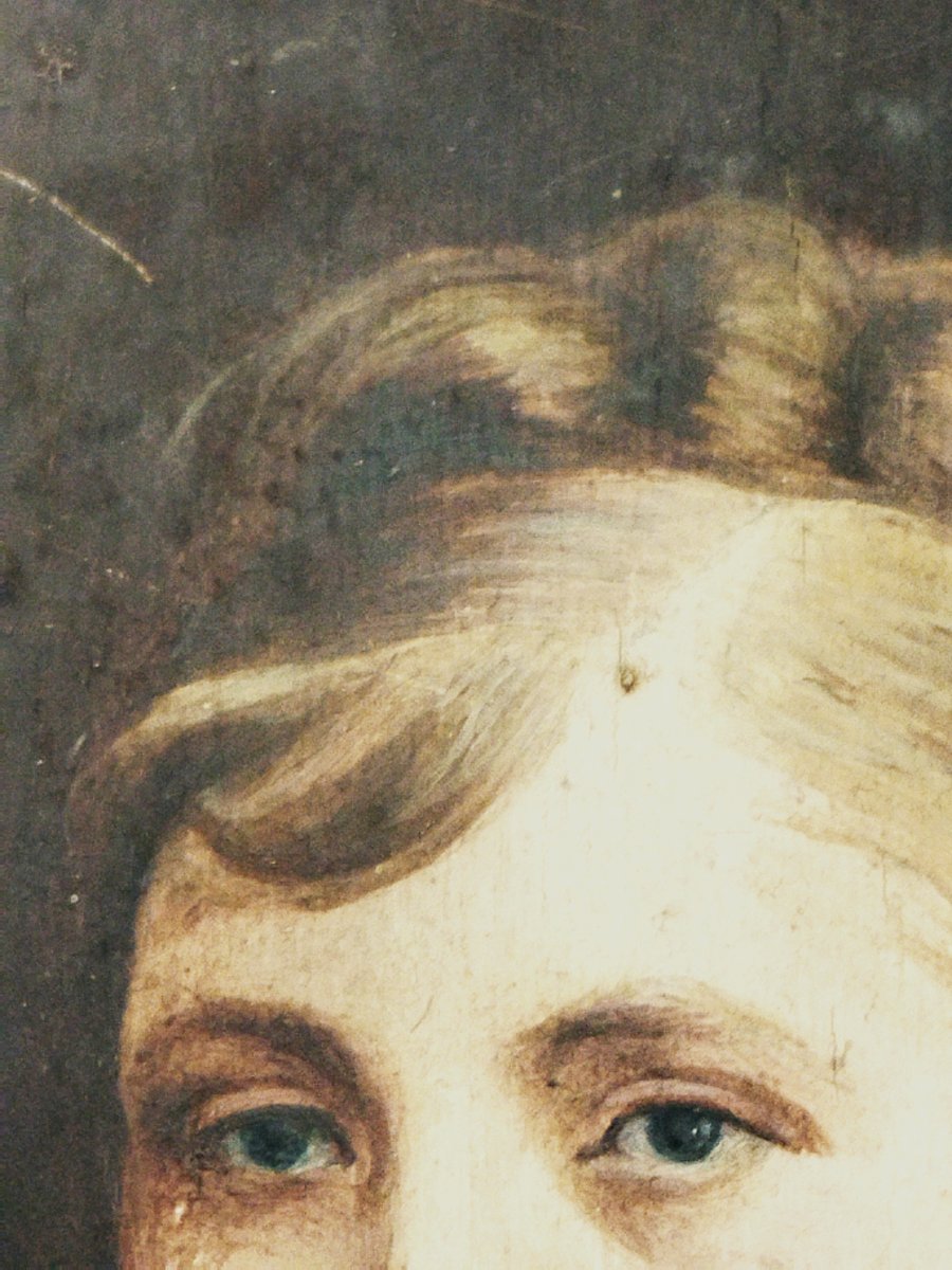 Portrait Of A Woman, 10x14 Cm, Oval Wood Panel, 1890-photo-1
