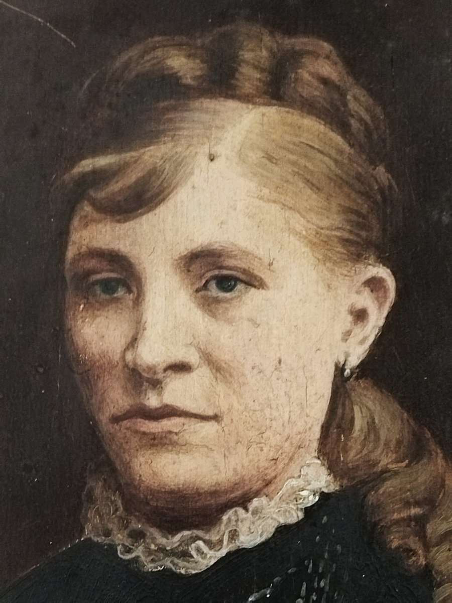 Portrait Of A Woman, 10x14 Cm, Oval Wood Panel, 1890-photo-7