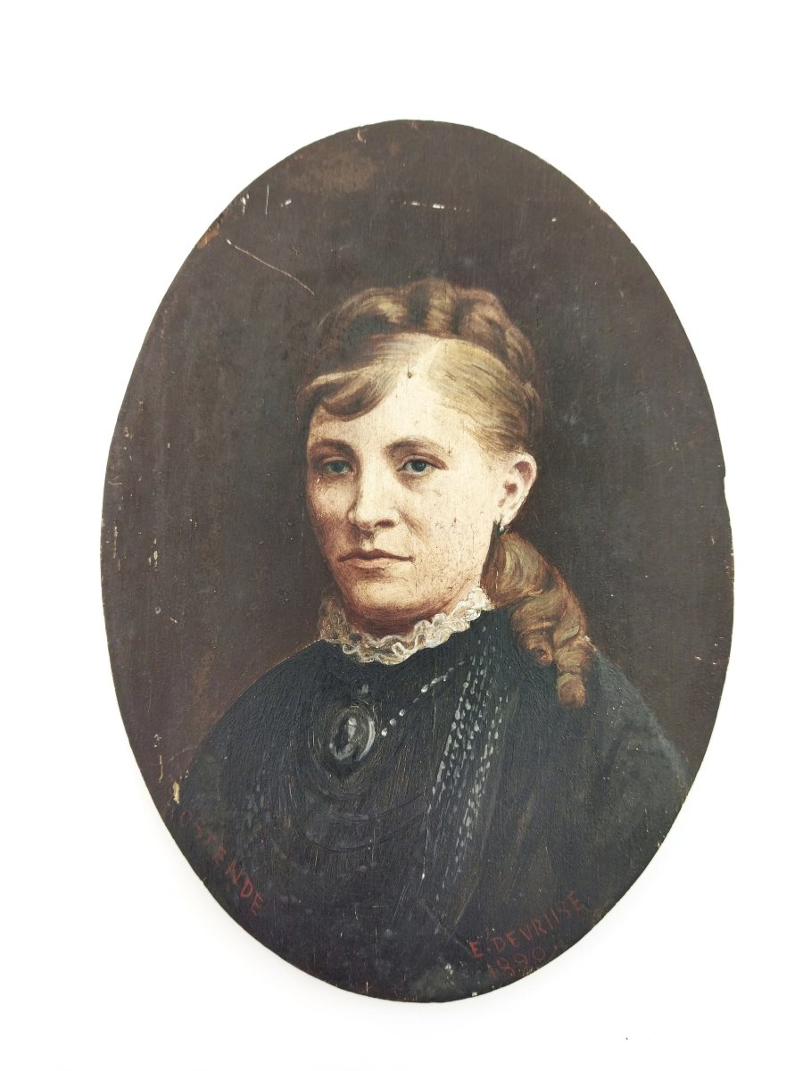 Portrait Of A Woman, 10x14 Cm, Oval Wood Panel, 1890
