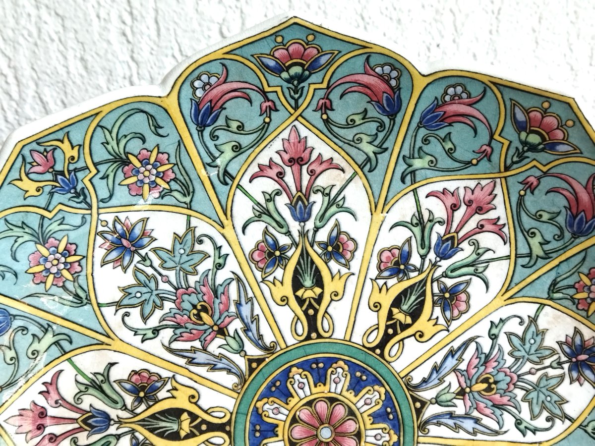 Sarreguemines Large Polychrome Faience Plate With Floral Design, 19th Century-photo-4