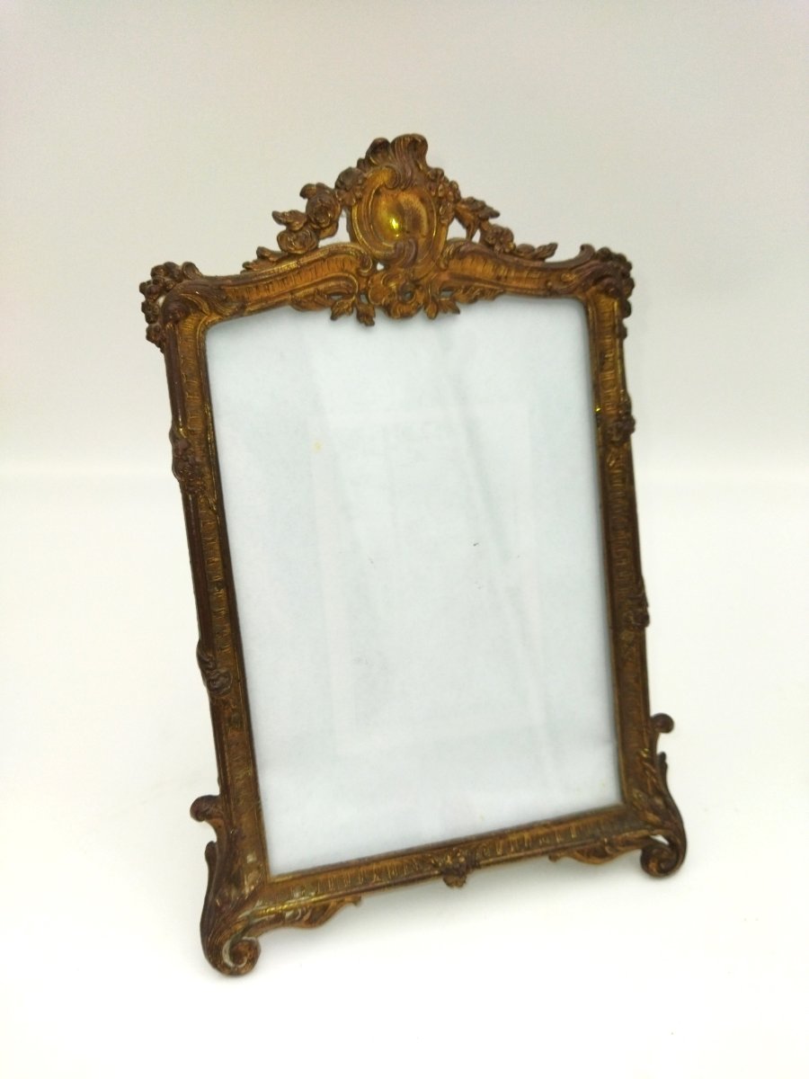 PORTE-PHOTO Ancien a Poser Cadre en Laiton Style LOUIS XV