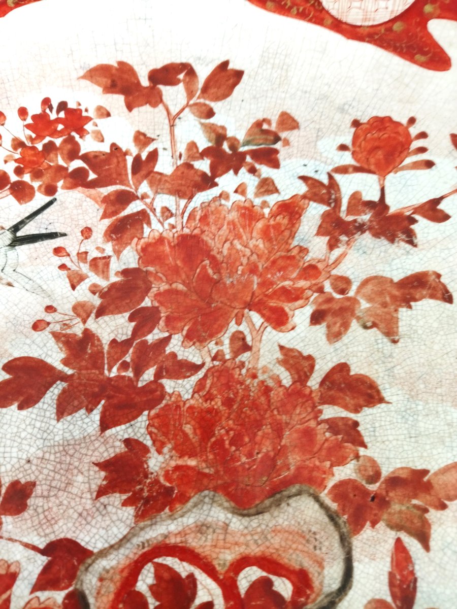 Kutani Large Japanese Plate, Meiji Period, Peonies And Birds, Gold-decorated, Late 19th Century, Collection -photo-1