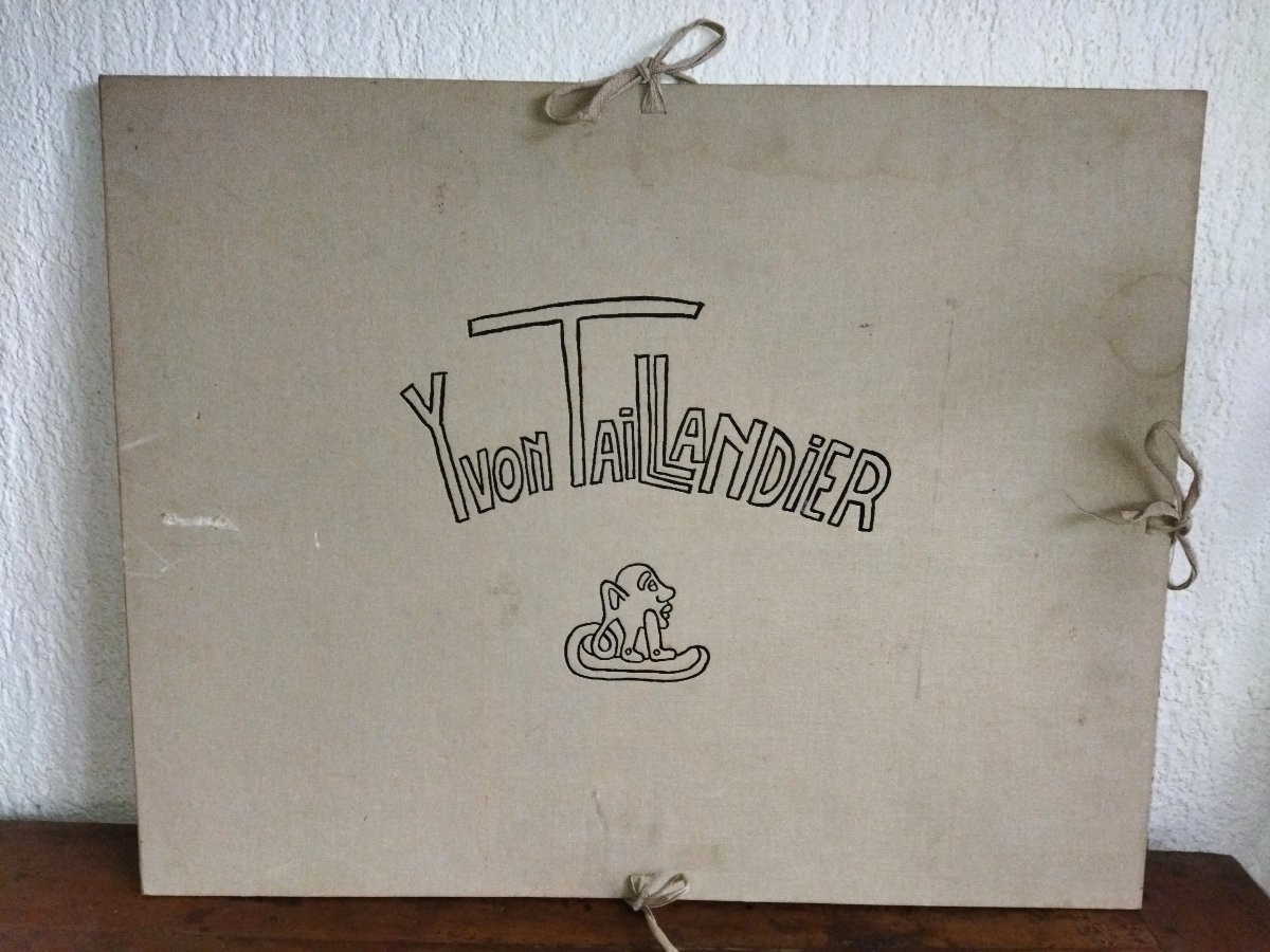 Yvon Taillandier Land Painter, Sculptor, Case Containing 5 Lithographs, Artist's Proofs, Collection-photo-2