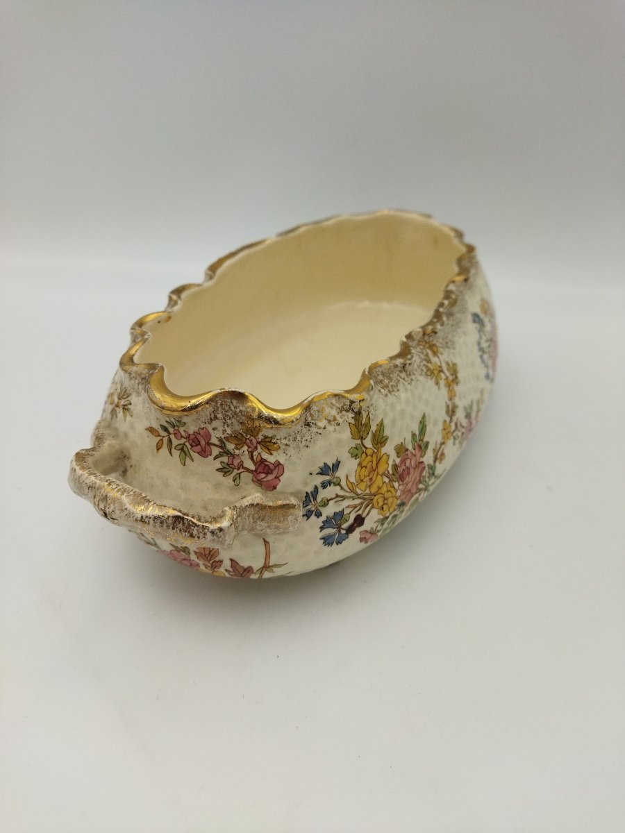 Table Centerpiece: Antique Earthenware Planter—louis XV Sarreguemines Model-photo-2
