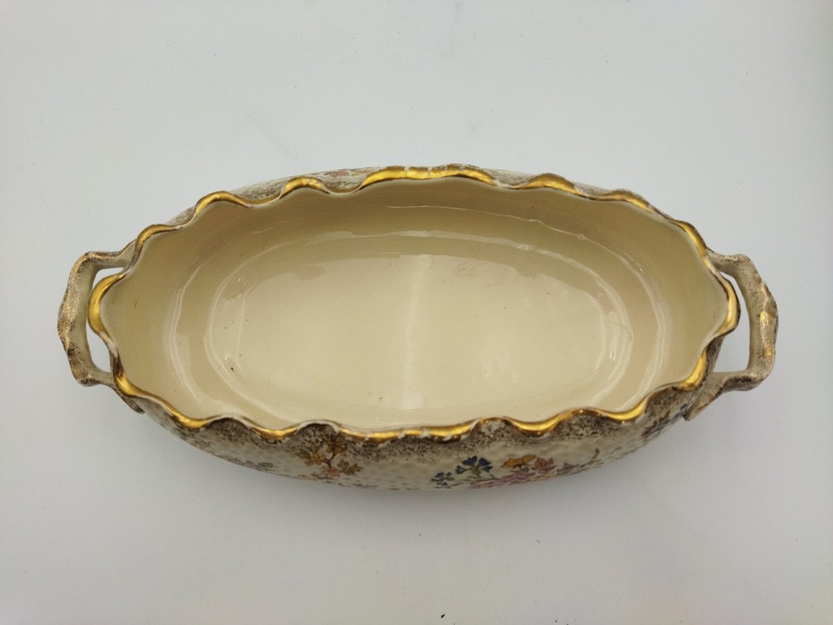 Table Centerpiece: Antique Earthenware Planter—louis XV Sarreguemines Model-photo-3