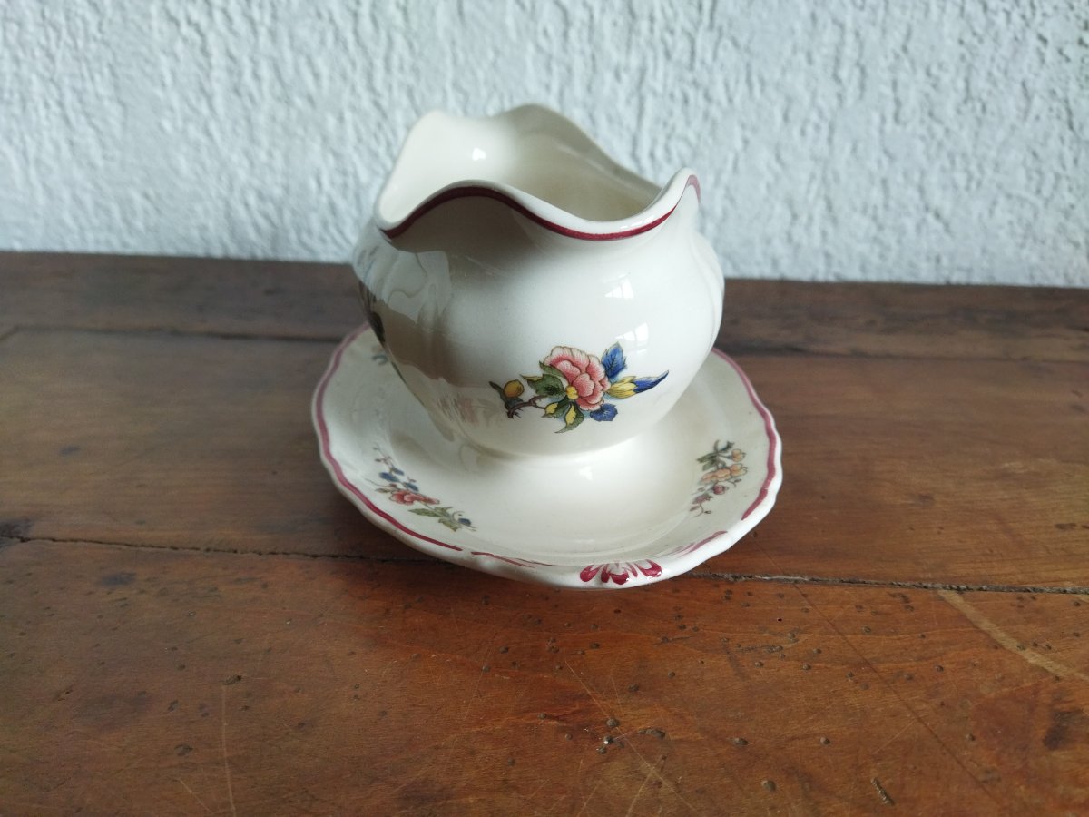 Villeroy & Boch "phoenix" Gravy Boat On A Vintage Base With Bird And Flower Decor -photo-2