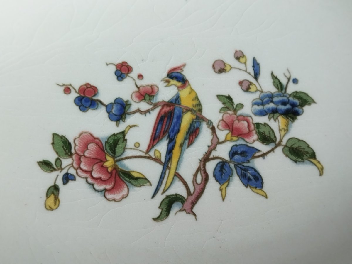 VILLEROY & BOCH "PHOENIX" Deux Raviers en Faience à Décor d'Oiseaux et de Fleurs -photo-1