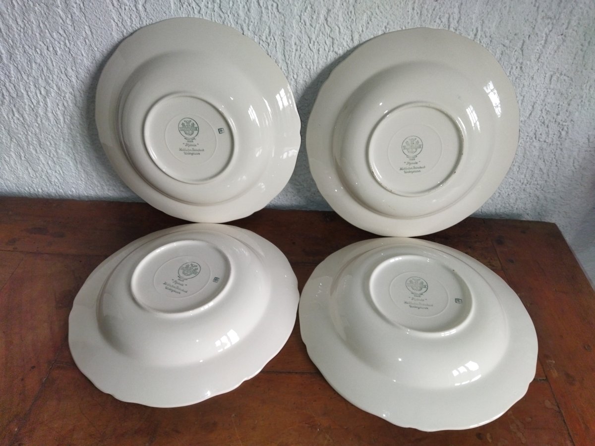 VILLEROY & BOCH "PHOENIX" Série de  12 Assiettes Creuses Décor d'Oiseaux et de Fleurs 25cms-photo-3