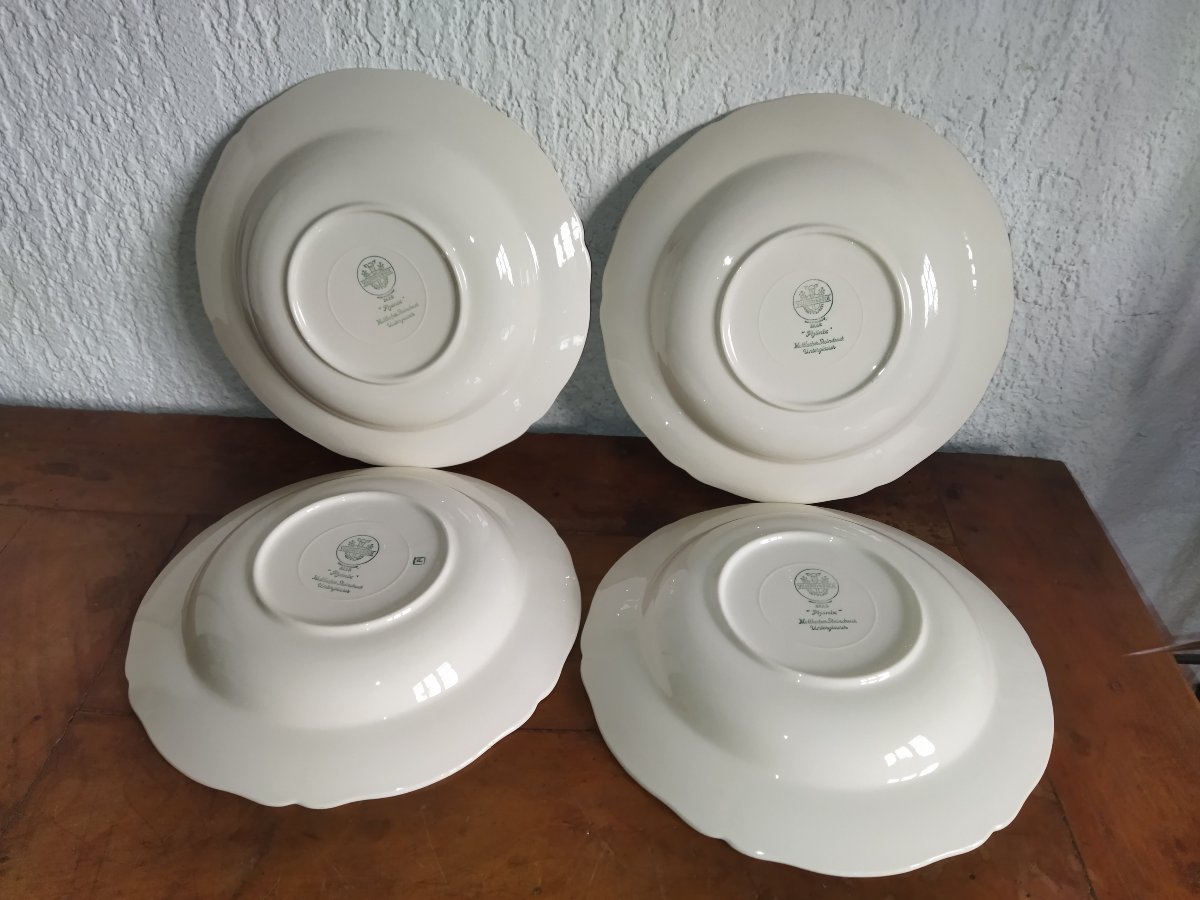 VILLEROY & BOCH "PHOENIX" Série de  12 Assiettes Creuses Décor d'Oiseaux et de Fleurs 25cms-photo-3