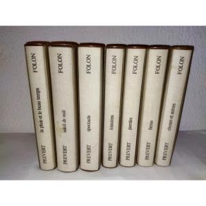 PRÉVERT "OEUVRES"  7 Volumes Reliure Toilée Editeur Illustrations Aquarelles FOLON
