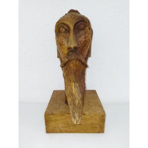 DON QUICHOTTE  Sculpture En Bois Massif Art Populaire Artisanat Berger Pyrénées 