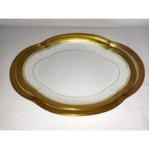 HAVILAND LIMOGES  2 Grands Plats de Service ovales Marli doré Art de la Table