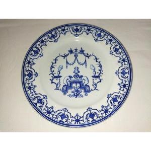 Vieillard Bordeaux Antique Earthenware Plate With Berain Decoration "moustiers" Model 