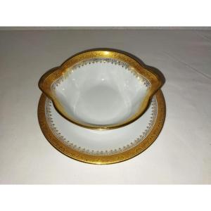 LIMOGES  Saucière  En Porcelaine Dorée  "UNIC Paris" Art de la Table