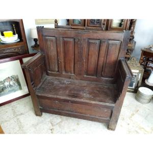 BANC COFFRE Ancien 2 Places en Bois massif 
