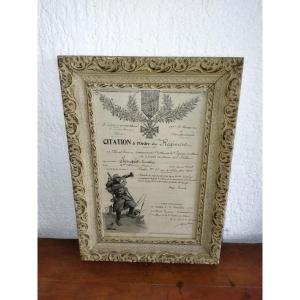 Militaria 1915 Citation Bravery And Devotion Colonial Army Moroccan Division Collection