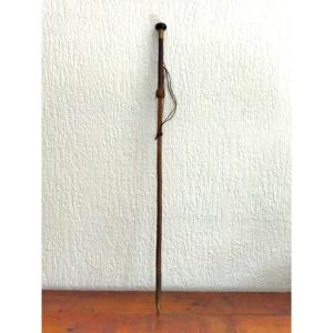 MAKHILA Baton de Marche et de Défense Basque Canne de berger Néflier Cuir Collection
