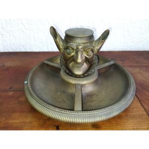 ENCRIER Serviteur de Bureau en Bronze Anthropomorphe Créature fantastique Collection 