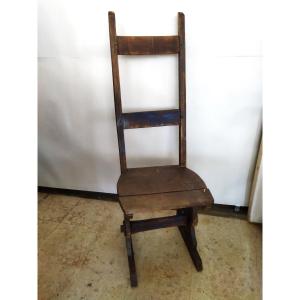 CHAISE Ancienne Art populaire Bois massif Peint Dossier haut