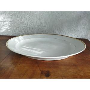 GRAND PLAT Ovale de Service Porcelaine &  Liseré doré Art de la Table 38x55cms