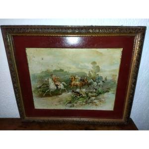 TABLEAU XX  Scènes de Chasse à Courre Cavaliers Chiens de chasse