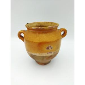 Antique Glazed Pottery From The Southwest, Small Pot For Fat/preserves, Folk Art, Collectible, 14cm