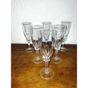 CRISTAL DE BOURGOGNE 6 Flutes à pied en Cristal Design E. BOURDON Modèle "PALERME"