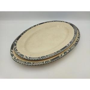 ROBERT SALINS  Série De 2 Plats ovales en  Faience Ancienne Art de la Table TERRE DE FER  XIX