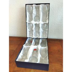 CRISTAL DE LORRAINE 12 verres à Pied en Cristal taillé  ART DE LA TABLE