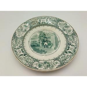 VIEILLARD BORDEAUX Assiette Illustrée Ancienne  Faience "Général Vainqueur" NAPOLÉON Ier  XIX