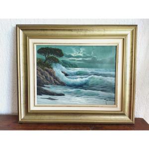 Giordani Oil On Canvas Mediterranean Seascape 
