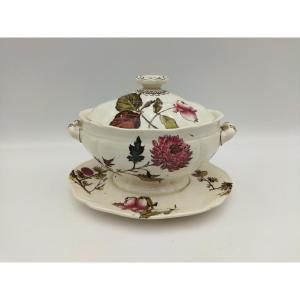 Antique Sauciere On Pedestal With English Tiled Lid