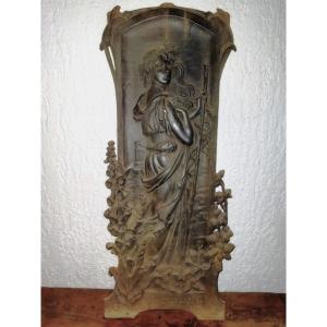 ART NOUVEAU JUGENDSTIL Plaque d'ornement Anthropomorphe en Fonte FLEURS DE MONTAGNE