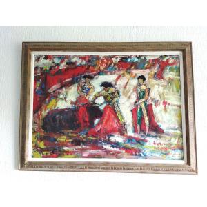 Jean DUCASSE Huile sur Toile Tauromachie Toréador Arènes 65x93cms COLLECTION