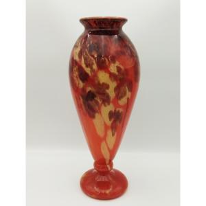 SCHNEIDER ART DECO Grand Vase Motif Marmoréen 45cms COLLECTION