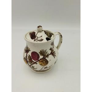 Chrysantemum Moutardier Antique English Tile Floral Design Autumnal Colors