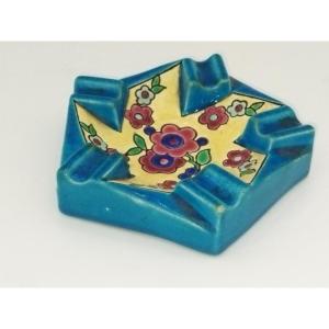 Longwy Antique Ashtray, Cloisonné Enamel, Floral Motifs