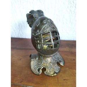 Inkwell: Bronze, Helmeted Knight's Head