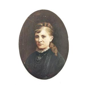 Portrait Of A Woman, 10x14 Cm, Oval Wood Panel, 1890