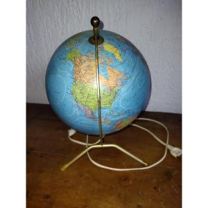 TARIDE GLOBE TERRESTRE LUMINEUX EN VERRE Lampe d'ambiance vintage Bon état COLLECTION