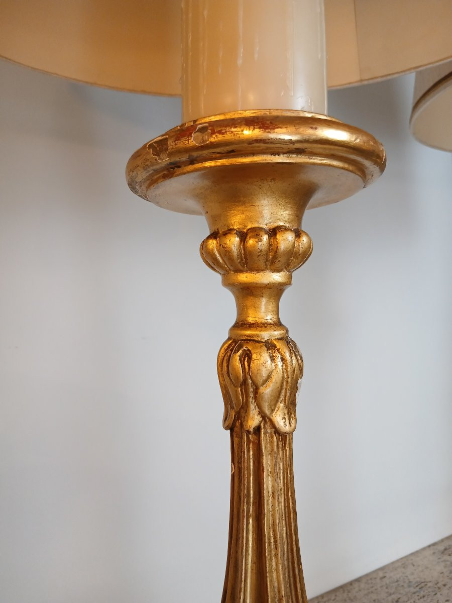 paire de lampes en bois doré fin 19ème-photo-3