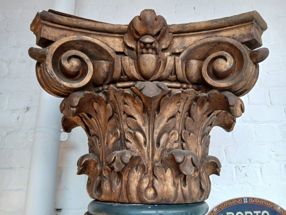 Pair Of Patinated Plaster Columns-photo-4