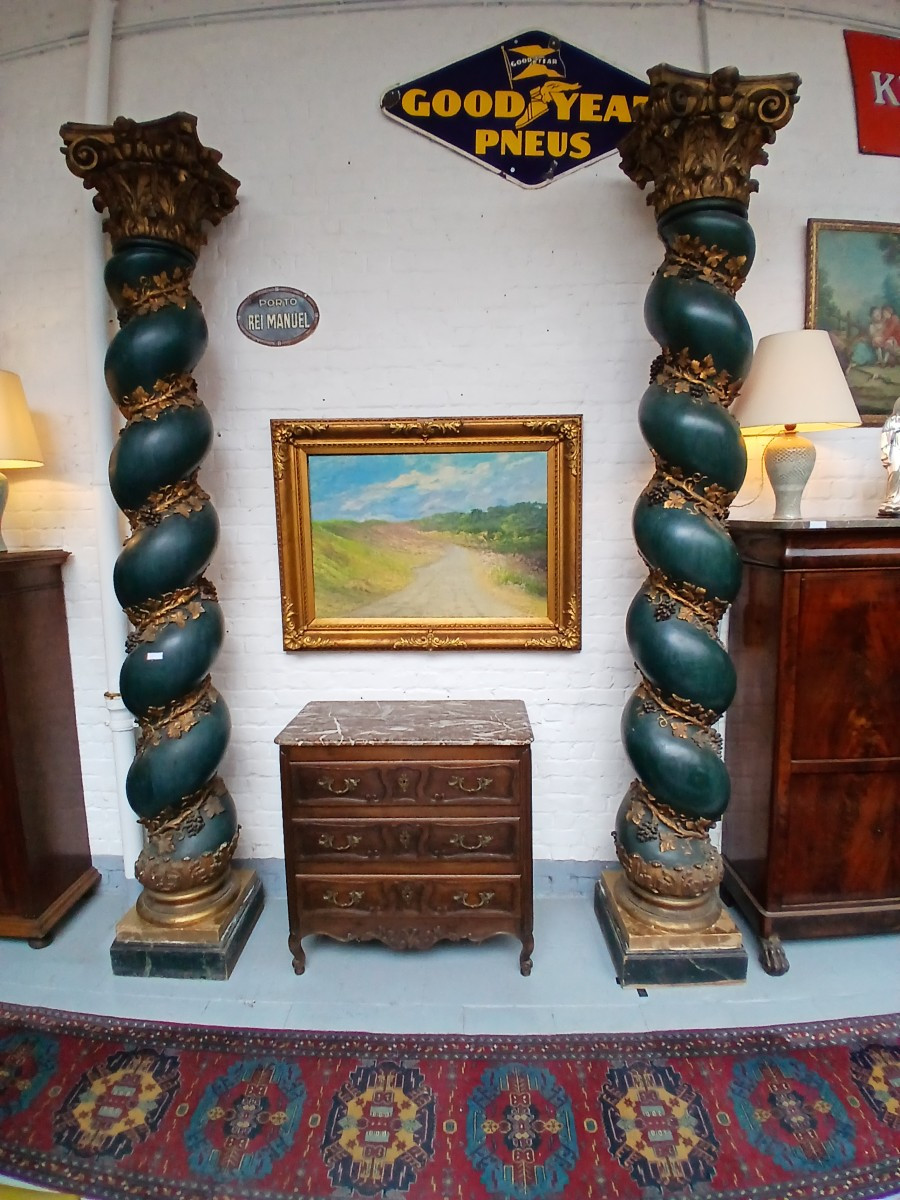 Pair Of Patinated Plaster Columns