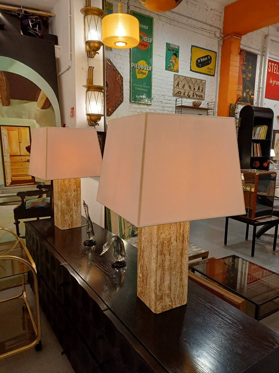 Paire de lampes en marbre